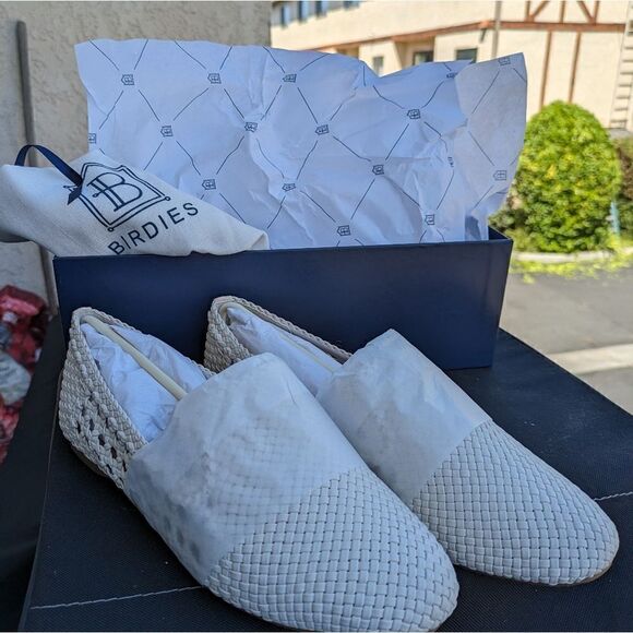 Birdies Starling Handwoven Vegan Loafer Flats Shoes in White - Picture 3 of 6